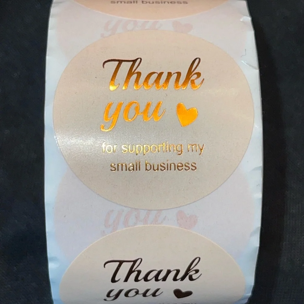 Thank You Stickers Roll, 500 labels, Great for resale, business shipping, 1.5”